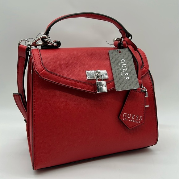 2173- GUESS Crossbody Vegan Bag Red Color NWT - Picture 2 of 11
